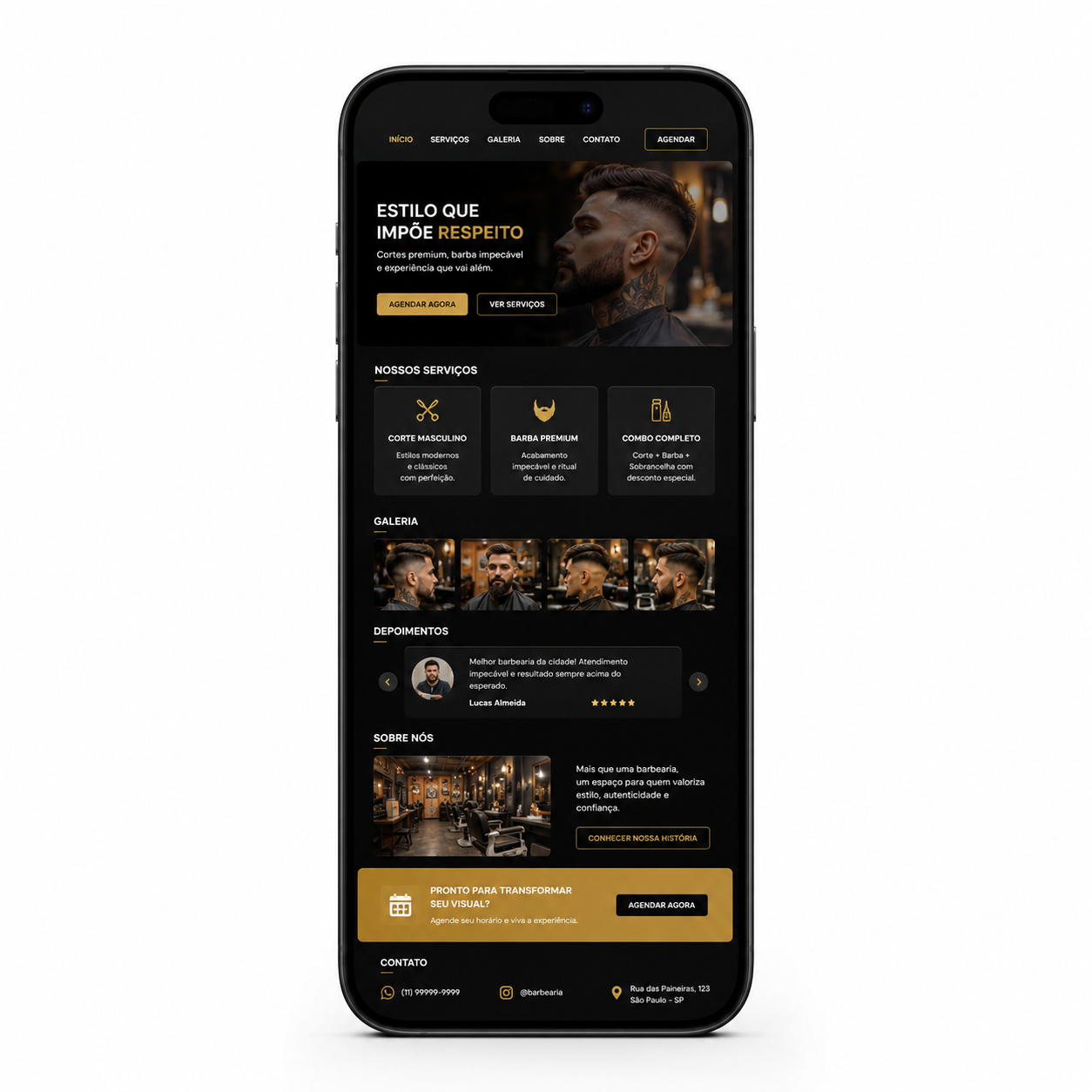 Mockup site barbearia MAGINUSS