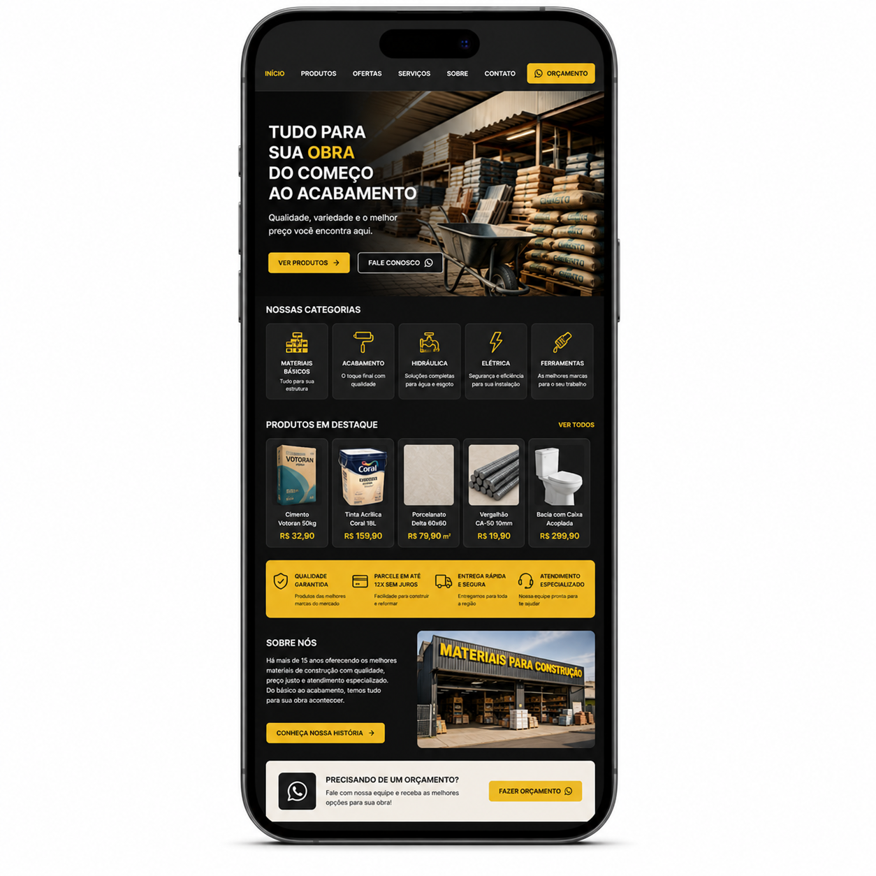 Mockup site materiais de construção MAGINUSS