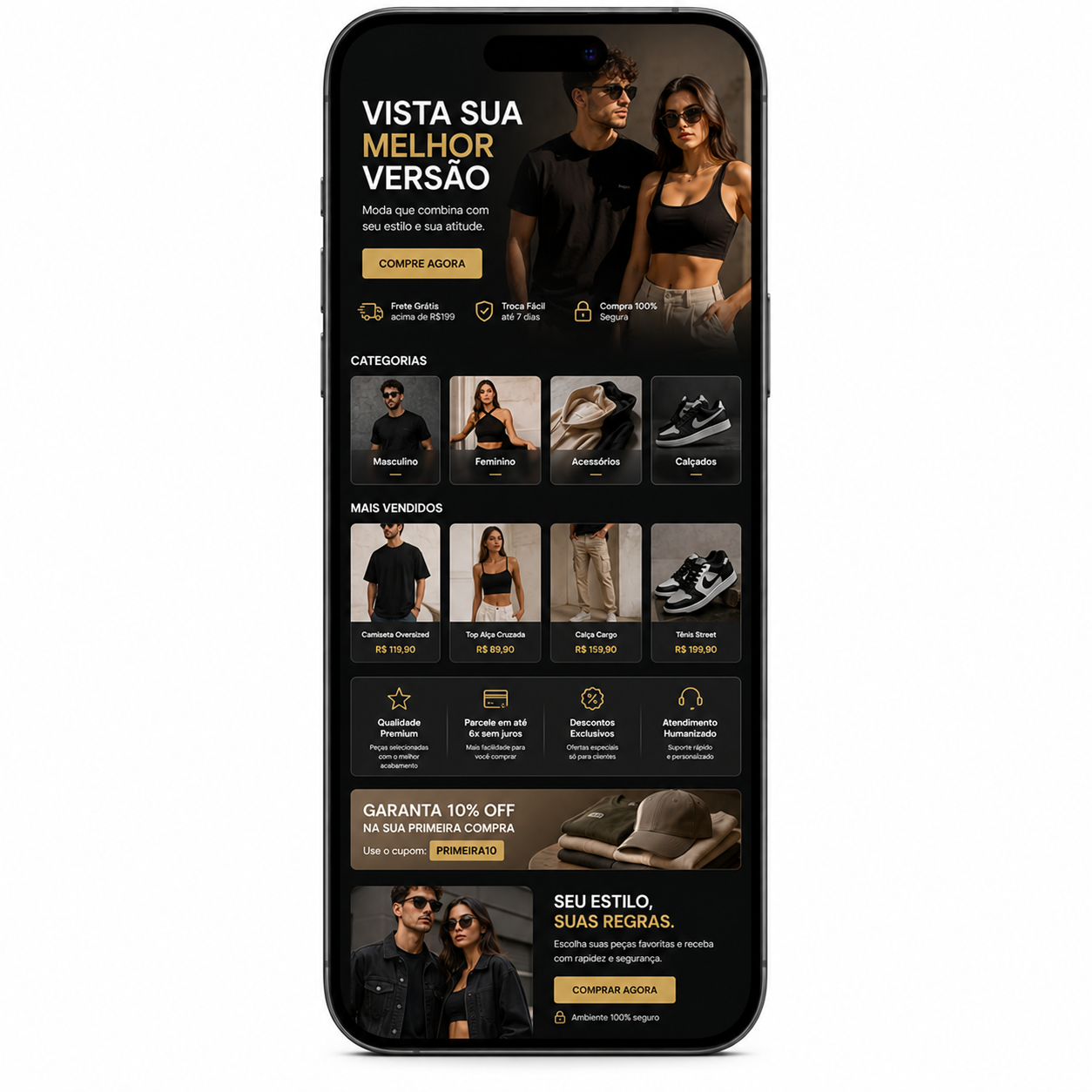 Mockup site loja de roupas MAGINUSS